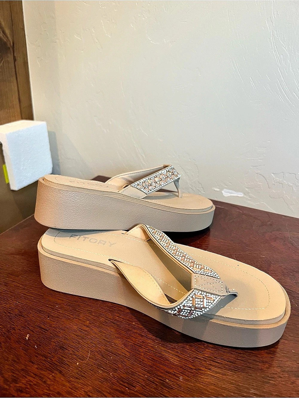 FitFlop Embellished Tan Wedge Sandals
